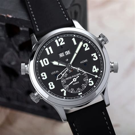 patek philippe calatrava pilot alarm travel time 5520p|patek alarm clock.